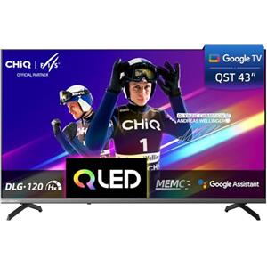 CHiQ U43QST 43 Pollici TV Smart Google TV QLED 4K UHD con HDR10, ALLM&VRR per Gaming, MEMC, Controllo Vocale, Design Metallico Ultra Sottile, Dolby Audio, HEVC Main 10, Wi-Fi 2.4G/5G (Nuovo Modello)
