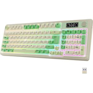 NEWWAY NK251 - Tastiera Senza Fili Ricaricabile, Layout Italiano QWERTY - Tripla Modalità (WiFi 2.4 GHz, Bluetooth, USB-C) - Display LCD, Rotella Multifunzione, Retroilluminazione RGB