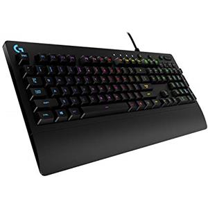 Logitech G G213 Prodigy Tastiera da gioco, tasti retroilluminati RGB Lightsync, resistente agli schizzi, tasti personalizzabili, tasti multimediali dedicati,layout internazionale QWERTY US INT'L-Nero