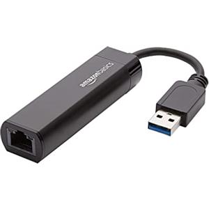 Amazon Basics Adattatore internet Ethernet, USB 3.0 a 10/100/1000 Gigabit, Nero