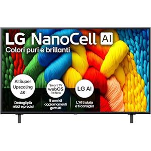 LG NanoCell AI NANO80 TV 50 pollici, Smart TV 4K, Processore α7 Gen8, Tecnologia NanoCell, webOS con AI e telecomando puntatore AI, Filmmaker mode, Gaming con VRR 4K@60Hz, 50NANO80A6B 2025