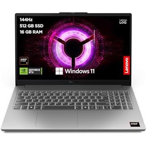Lenovo LOQ 15" Notebook Gaming, NVIDIA GeForce RTX 4050, AMD Ryzen 7 7735HS, RAM 16GB, 512GB SSD, Schermo 15.6" FHD (1920x1080) 144Hz, Windows 11 Home - Luna Grigio