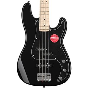 Fender Squier by Fender Affinity Series Precision, Basso Elettrico, Tastiera in Acero, Battipenna Nera, Nero, Include lezioni virtuali gratuite su Fender Play