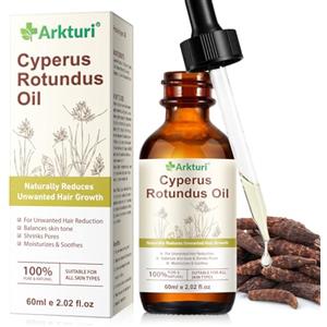 Feeliville Cyperus Rotundus Oil, 60ML Cyperus Rotundus Olio per la depilazione,100% puro e naturale inibitore della crescita dei capelli per viso e corpo, riduzione dei pori e idratazione della pelle (1PC, 60ML)
