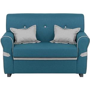 Totò Piccinni Divano 2 Posti in tessuto con Cuscini Imbottito, con Braccioli (Turchese)