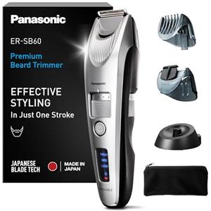 Panasonic ER-SB60-S803 Regolabarba da Uomo, Tagliacapelli Cordless Portatile Impermeabile, 20 Impostazioni di Lunghezza, 2 Accessori, Funzionamento Senza Filo e Con Filo, Supporto di Ricarica, Argento