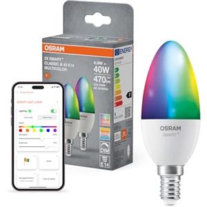 OSRAM SMART+ Candela RGB (confezione da 2, E14, 9W) - RGB + luce regolabile - compatibile con Matter via Wi-Fi - Alexa, Google, Apple