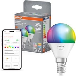 OSRAM SMART+ Goccia RGB (confezione da 2, E14, 9W) - 16M colori - da 2700 a 6500K - Matter via Wi-Fi - Alexa, Google, Apple
