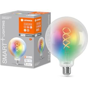 LEDVANCE Lampada LED SMART+ WIFI, vetro chiaro, 4,8 W, 470 lm, forma Globo con diametro 125 mm e attacco E27, colore e luce bianca regolabili, dimmerabile, app o controllo vocale, lunga durata
