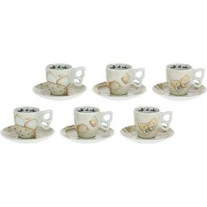 THUN - Set 6 Tazzine caffè - Linea Elegance - Porcellana - 110 ml - Ø 6,5 cm - 5,5 cm h - piattino Ø 11,5 cm