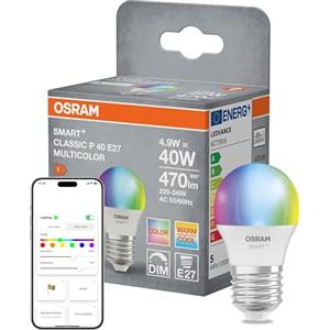 OSRAM Lampada LED SMART+ P40 RGBW E27, mini forma sferica, Wi-Fi, controllabile tramite app, compatibile con Matter, Alexa, Google Assistant