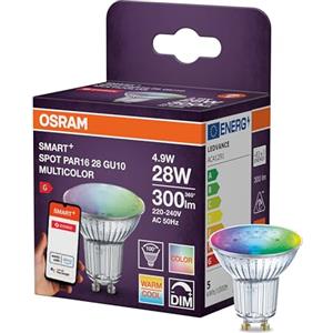 OSRAM SMART LED Spot PAR16 Riflettore GU10, 4,9W ZigBee 3.0, RGBW 16 milioni di colori, dimmerabile, controllo tramite app, Alexa