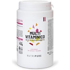 NUTRIPURE Multivitamine e Minerali 21 Nutrienti | Integratore alimentare | Magnesio, Vitamina B12, Vitamina D, Zinco | Antiossidante, Capacità cognitiva | 180 capsule | 3 mesi | Made in France | Nutripure