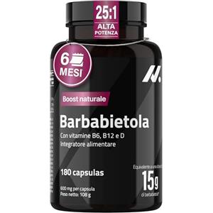 Nyvos Barbabietola 25:1 - Equivalente a 15.000 mg - Supporto all'Ossido Nitrico - Nitrati Naturali per l'Uso dell'Ossigeno - con Vitamine B6, B12 e D - Energia senza Caffeina - 180 Capsule Vegane