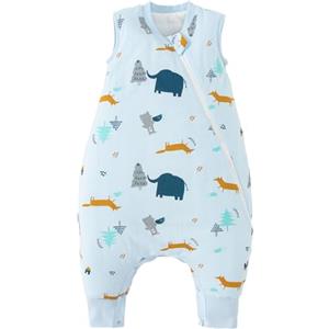 Duomiaomiao Sacco a pelo con piedi,Sommersacco a pelo con piedi tutto l'anno, 100% cotone sacco a pelo per bambini, sacco a pelo con 1,5 tog(Giungla di elefanti/1-2 anni)