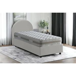 Talamo Italia - Letto singolo Ginevra, Letto contenitore con rivestimento in ecopelle, 100% Made in Italy, Apertura frontale, adatto per materasso Cm 80x190, Bianco