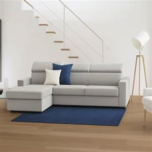 Dmora Talamo Italia - Divano fisso con penisola Eliana, Sofà in tessuto, Chaise longue contenitore Sinistra, Braccioli slim, 100% Made in Italy, Grigio