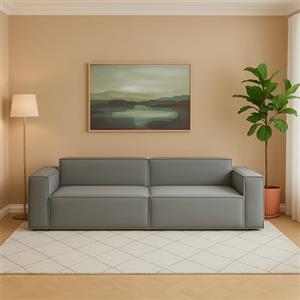 Talamo Italia - Divano fisso 3 posti Simona, Divano componibile lineare, Sofà moderno da soggiorno in tessuto, 100% Made in Italy, Cm 260x95h70, Grigio