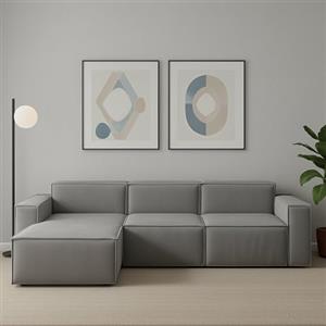 Talamo Italia - Divano fisso con penisola Jessica, Divano componibile con penisola sinistra, Sofà moderno in tessuto, 100% Made in Italy, Cm 300x170h70, Grigio