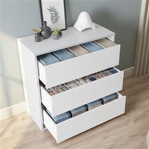 Dmora - Cassettiera Newport, Settimanale a 3 cassetti, Mobile Comò basso per interno armadio, Settimanale moderno, 60x44h57 cm, Bianco