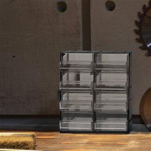 Dmora - Armadio Multiuso 2 Ante Tienen, Armadietto Porta minuteria, Mobile per contenitori portautensili, 100% Made in Italy, 19x15h23 cm, Antracite, 8 cassetti