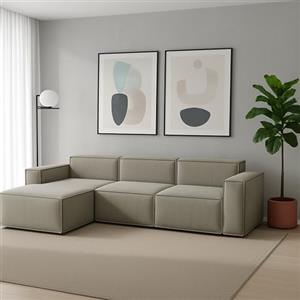 Talamo Italia - Divano fisso con penisola Jessica, Divano componibile con penisola sinistra, Sofà moderno in tessuto, 100% Made in Italy, Cm 300x170h70, Tortora