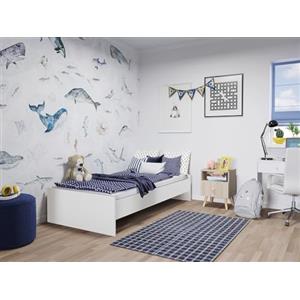 Dmora Singolo Moderno con testiera, Letto a Una Piazza Adatto a Materasso da 90x190 cm, Colore Bianco, Legno ingegnerizzato, 90 x 190 cm
