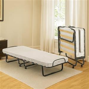 Talamo Italia Letto Pieghevole Deva, Brandina con Rete 12 doghe, Materasso Incluso, Lettino salvaspazio, 100% Made in Italy, 80x190h37 cm, Custodia Protettiva su Richiesta, Bianco, 190 cm