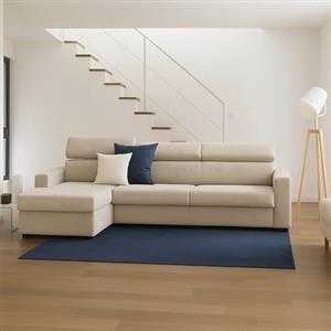 Dmora Talamo Italia - Divano fisso con penisola Viviana, Sofà ad angolo con chaise longue sinistra in tessuto, Braccioli standard, 100% Made in Italy, Cm 280x95h85, Beige