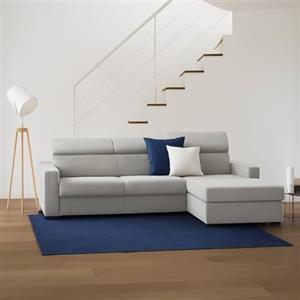 Dmora Divano Fisso con penisola Marica, Sofà ad Angolo con Chaise Longue Destra in Tessuto, Braccioli Standard, 100% Made in Italy, Cm 280x95h85, Grigio