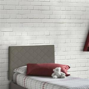 Talamo Italia - Letto singolo Cleziana, Testata in ecopelle a muro, 100% Made in Italy, adatta a letto Singolo, Cm 90x60, Tortora