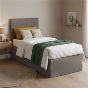 Talamo Italia Cleonice, Set Testata in Ecopelle con Rete Ortopedica e mantovana, 100% Made in Italy, Adatta a Letto Singolo, Materasso Incluso, Cm 80x190, Tortora