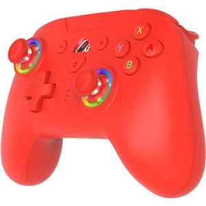 SUBSONIC - Joystick Senza Fili per Switch/Switch 2 - Wireless Controller Bluetooth con LED, Vibrazione e Giroscopio - Rosso