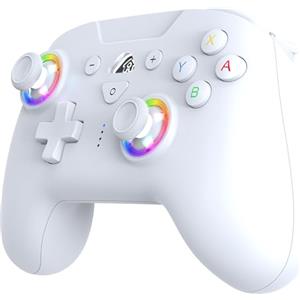 SUBSONIC - Joystick Senza Fili per Switch/Switch 2 - Wireless Controller Bluetooth con LED, Vibrazione e Giroscopio - Bianco