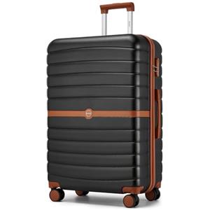 KONO Valigia Grande Rigida 23 kg ABS+PC Trolley con 8 Ruote Leggero (76,5 cm, Nero/Marrone)