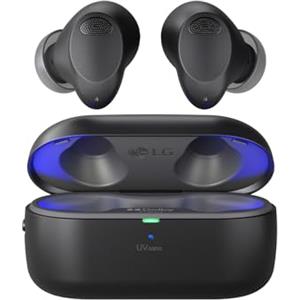 LG Electronics TONE Free T90S Auricolari Bluetooth In-Ear con Dolby Atmos, tecnologia MERIDIAN, cancellazione attiva del rumore (ANC) e igienizzazione UVnano+, Nero, TONE-T90S.AEUSLBK