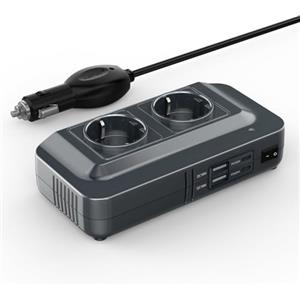 BESTEK Convertitore 12 V 220 V 230 V 200 W Presa accendisigari trasformatore di Tensione, 4 Porte USB e 2 Prese EU, Caricatore da Auto da Campeggio con Multi Protezioni e Soft Start