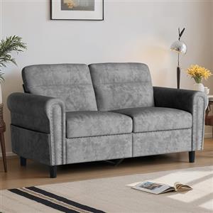 Blishom Divano a 2 posti,divanetto con tasca laterale,divano a due posti con cuscini di seduta rimovibili per soggiorno,camera da letto, ufficio,152 x 76 x 84 cm,Grigio scuro (Grigio scuro)