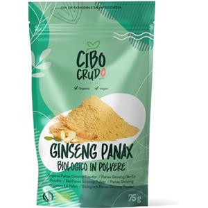 CIBO CRUDO crudo biologico vegan Panax Ginseng in Polvere Biologico e Puro - 75g. Contiene Ginsenosidi Proteine e FIbre. Conosciuto Come Ginseng Coreano o Asiatico.