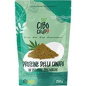 CIBO CRUDO crudo biologico vegan Proteine di Canapa Bio in Polvere - 250g. Proteine Vegane in Polvere Vegetali. Ricche di Fibre Vitamina D e Minerali. Vegan Protein Powder.