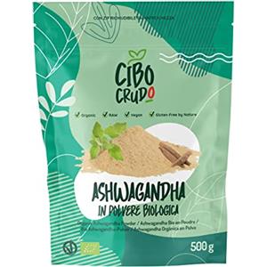 CIBO CRUDO crudo biologico vegan Ashwagandha in Polvere Bio e Cruda - 500g. Detta anche Ginseng Indiano Withania Somnifera o Ciliegia d'Inverno. Ayurveda Naturale senza Additivi Ricca di Fibre Anche per Tisane.