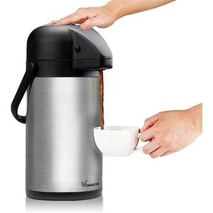 Vondior Caraffa Termica per Caffè 1,9 L, Caffettiera con Pompa Isolata in Acciaio Inossidabile, Teiera Sottovuoto per Acqua Calda/Fredda, Bevande al Cioccolato per Feste
