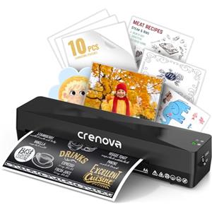 Crenova Plastificatrice A4 a Caldo e Freddo con 10 Pouches, Senza Bolle, Ideale per Casa e Ufficio (Nera)