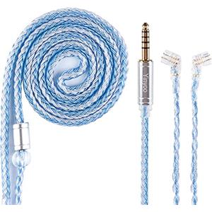 Yinyoo Cavo di Aggiornamento per Monitor dell'Orecchio 0,75 mm 2 Pin QDC 4,4 mm YYX4849 Placcato Argento 16 Fili per Cuffie Auricolari Audio Hi-Fi 5 Poli Balance