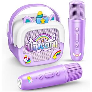 Dislocati Unicorno Karaoke per Bambini con 2 Microfoni, Giochi Divertenti per Feste e Canto a Casa - Regalo Perfetto