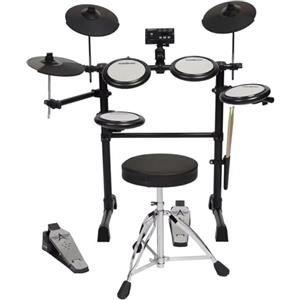 Woodbrass DDX10-MESH Batteria elettronica - Kit completo ideale per principianti bambini e adulti, Pronta all'uso, Accessori inclusi - Pads con pelli mesh realistiche, naturali, silenziose