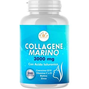 DICTA PHARMA Collagene Marino con Acido Ialuronico Forte 300Cpr 3000mg - Con Vitamina C, D, Zinco, Coenzima Q10 e Biotina - Integratore Pelle, Articolazioni e Ossa