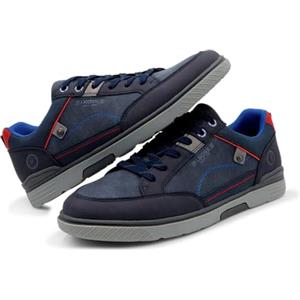 LEOSS ORIGINAL Scarpe da Ginnastica Casual Uomo Scarpe da Corsa in Denim Canvas Sneakers Fashion Fitness Sportive (Blu Scuro, 42 EU, MU9567-3)