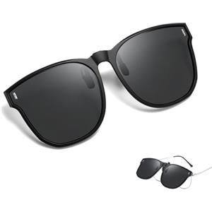 Wnddle Clip Unisex Polarizzata su Occhiali da Sole, Clip Occhiali Da Sole, UV400, Moda Lente Clip Polarizzata, Antiriflesso, per Ciclismo, Guida Autonoma, Pesca, Arrampicata, Escursionismo (Nero)