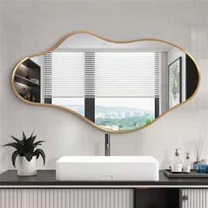 Fahomiss Specchio Da Parete Ondulato Irregolare, Specchio Astratto con Cornice In Lega Di Alluminio Qualità Aeronautica per Bagno, Camera Da Letto & Ingresso